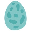 Cartoon blue dinosaur egg chicken quail. Isolated object. Children vector illustration. Drawn by hands. It can be used