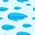 Cartoon Blue Dirigible Seamless Pattern Background. Vector Royalty Free Stock Photo