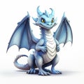 Cartoonish Blue Dragon 3d Rendering On White Background