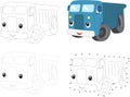 Cartoon blue lorry. Vector illustration. Dot to dot game for kid Royalty Free Stock Photo