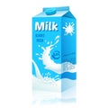Cartoon Blue Milk Cardboard Package Concept