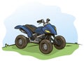 Cartoon blue modern offroad quad motorbike Royalty Free Stock Photo