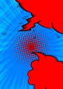 Cartoon blue and red background, comic book backdrop. Retro comics pop art design Royalty Free Stock Photo
