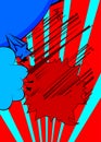 Cartoon blue and red background, comic book backdrop. Retro comics pop art design Royalty Free Stock Photo