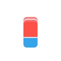 Cartoon blue and red eraser flat icon Royalty Free Stock Photo