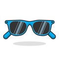 Cartoon blue sunglasses isolated on white background. Vector illustration Royalty Free Stock Photo