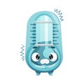 Cartoon Blue Thermometer Character Freezing from Cold Vector Illustration