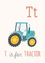 Cartoon blue tractor. Royalty Free Stock Photo