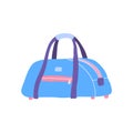 Cartoon Blue Travel Suitcase Bag. Vector