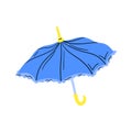 Cartoon Blue Umbrella Open View. Vector