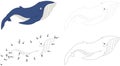 Cartoon blue whale. Dot to dot game for kids Royalty Free Stock Photo