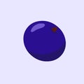 Cartoon blueberry berry on a gently purple background.