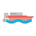 Cartoon boat beach sea wave