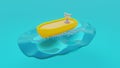 cartoon boat on water 3D rendering