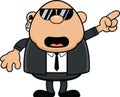 Cartoon Bodyguard Talking Pointing