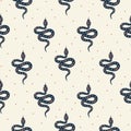 Cartoon boho snakes vector seamless pattern.