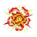 Cartoon bomb explosion isolated on white background