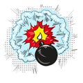 Cartoon bomb with fire pop art style comic illustration Royalty Free Stock Photo