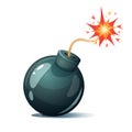 Cartoon bomb, fuse, wick, spark icon. Royalty Free Stock Photo