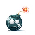 Cartoon bomb, fuse, wick, spark, tooth icon. Ill smiley. Royalty Free Stock Photo