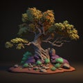 Cartoon bonsai tree, 3d. AI generative