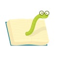 Cartoon bookworm with glasses and book Royalty Free Stock Photo