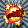 Cartoon, Boom explosion Comic Speech Bubble. Comic book page Royalty Free Stock Photo