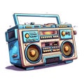 Cartoon Boombox on White Background. Generative ai