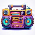 Cartoon Boombox on White Background. Generative ai