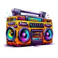 Cartoon Boombox on White Background. Generative ai