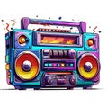 Cartoon Boombox on White Background. Generative ai