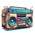 Cartoon Boombox on White Background. Generative ai