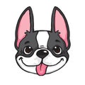 A cartoon of a Boston Terrier`s face Royalty Free Stock Photo