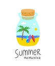 Cartoon bottle with summer memories