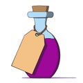 Cartoon bottle with a tag. Vector illustration