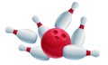 Cartoon bowling ball bowling pins Royalty Free Stock Photo