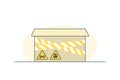 Cartoon Box with Danger Signs. Transportation of Dangerous Items Royalty Free Stock Photo