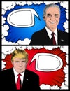 Cartoon box showing Joe Biden and Donald Trump talking to each other, empty space to write text in bubbles. Free space to add