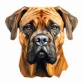 Cartoon Boxer Dog Head - Low Poly 3d Style
