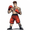 Cartoon Male Boxer In Artgerm Style: Strong Color Contrasts And Elaborate Design