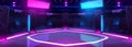 Cartoon boxing ring illuminated with neon lights Royalty Free Stock Photo