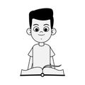 Cartoon boy with academic book, flat design