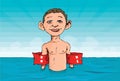 Cartoon of a boy with armbands Royalty Free Stock Photo