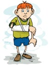 Cartoon boy with a broken arm Royalty Free Stock Photo