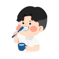 Cartoon Boy Brushing Teeth Illustration Royalty Free Stock Photo