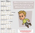 Cartoon boy character animation sprites sheet set Royalty Free Stock Photo