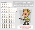 Cartoon boy character animation sprites sheet set Royalty Free Stock Photo