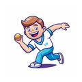 Cartoon boy character throwing a ball with joyful expression Royalty Free Stock Photo