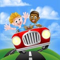 Cartoon Boy Children Driving Car