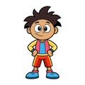 Cartoon Boy with Confident Pose on a White Background Royalty Free Stock Photo